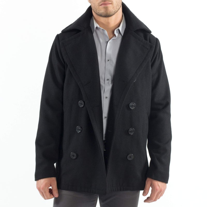 Alpine Swiss Mason Mens Wool Blend Classic Pea Coat Black XL - Image 5